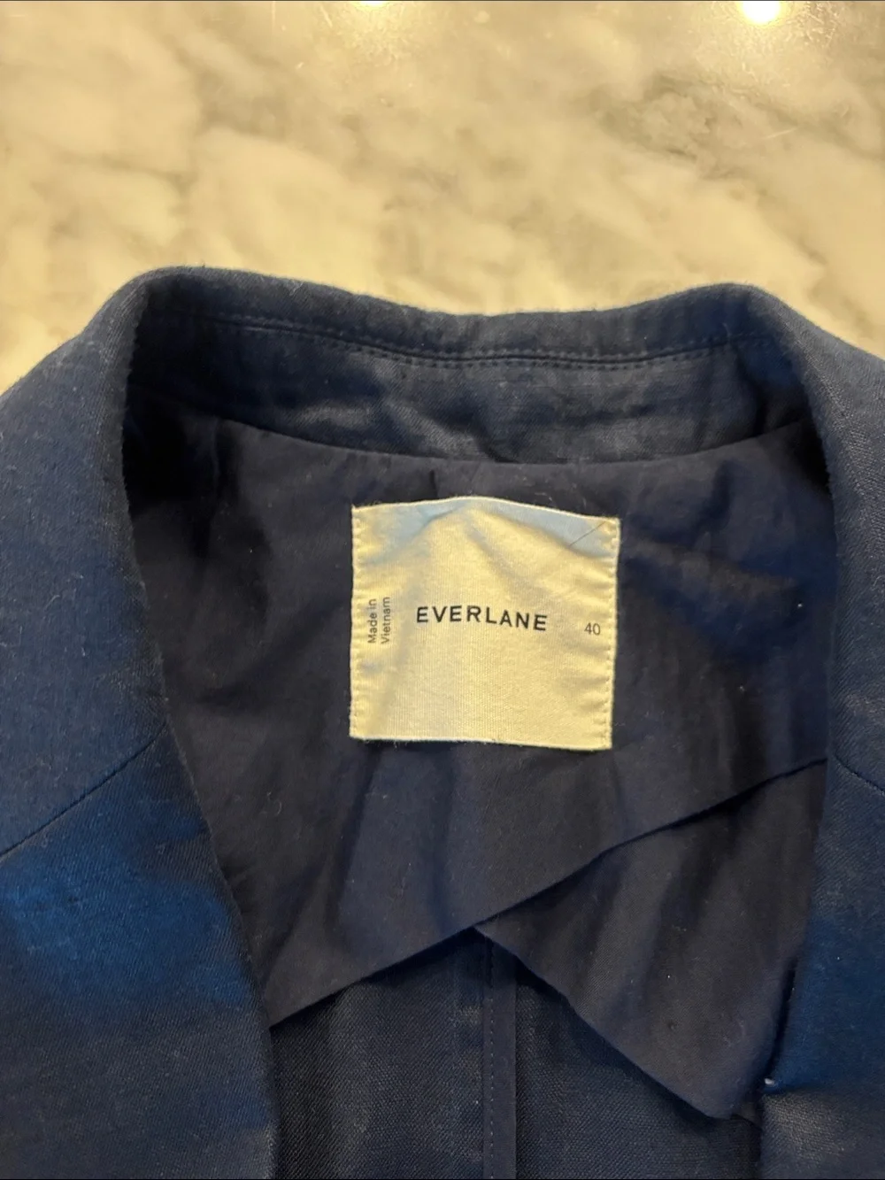 Everlane Navy Collared Linen-Shirt Jacket